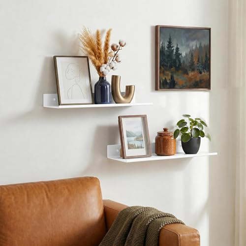Z metnal Small Wall Shelves, Mini Display Metal Lack Floating Shelf for Collectables Figure, Aluminum, Wall Mounted, Sleek, White,12 x 5 inch, 2 Pack - color: White, size: 12 inch (2 Pack)