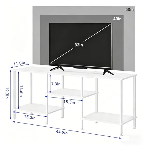50 Inch TV Stand for Living Room White Entertainment Center with Open Storage Shelves Small TV Console Table Bedroom TV Media Cabinet for 50 43 40 32 Inches TV - color: White