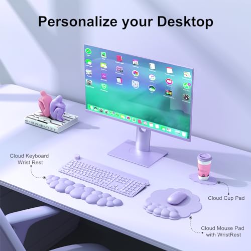 MOKURU Cloud Mouse Pad with Wrist Rest, Cloud Keyboard Wrist Rest, Mouse Pad Wrist Support, Ergonomic Keyboard Mouse Wrist Support (Purple) - color: Purple