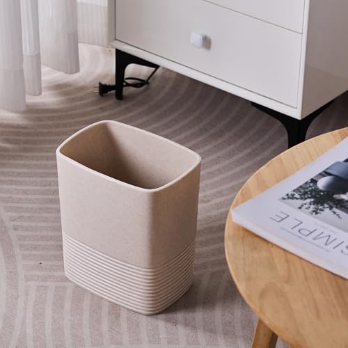 Beige Sand Stone Small Bathroom Trash Can 2 Gal(7 Liter), Heavy Sturdy Small Kitchen Garbage Can,Living Room Bedroom Trash Can, Decorative Wastebasket for Home, Garden, Office, Perfect for Toilet Side - color: A-Beige, style: Modern