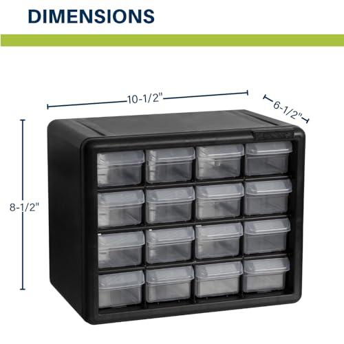 Akro-Mils 16-Drawer Plastic Drawer Storage Cabinet for Garage Organization, Beads, Makeup Organizer, Building Bricks Storage, Teacher Toolbox, 10-1/2-Inch W x 6-1/2-Inch D x 8-1/2-Inch H, 10116 White - color: White, size: 16 Drawer, style: 2 pack