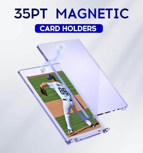 100ct Magnetic Card Holder, 35pt One Touch Card Holder, U-V Protectors Hard Plastic for Trading Cards, Magnet Case, Sports, Game, Football, Baseball - size: 100 PACK