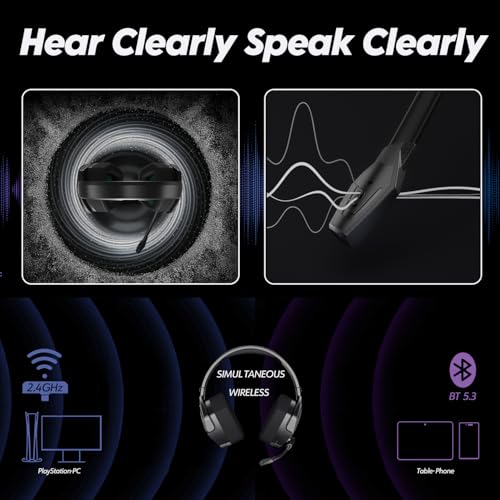 NUBWO G06 Dual Wireless Gaming Headset with Microphone for PS5, PS4, PC - 23ms Low Latency Audio - 100-Hour of Playtime - 50mm Drivers (Black-Green) - color: Black-Green