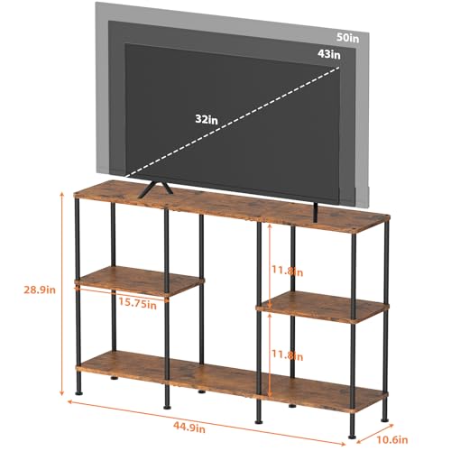 50 Inch TV Stand, Tall Entertainment Center with Open Storage Shelves,3 Tier Tall Farmhouse TV Console Table for Small Spaces, Media Cabinet Rustic Entertainment Center for Living Room Bedroom, Brown - color: Brown