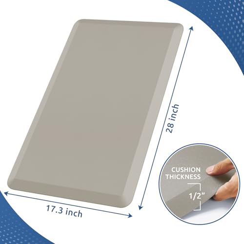 KitchenClouds Kitchen Mat Cushioned Anti Fatigue Rug 17.3"x28" Water Resistant Non Slip Standing Desk Mat Comfort Floor Mats for Kitchen House Sink Office (Khaki) - color: Khaki, size: 28"L x 17.3"W x 0.5"Th