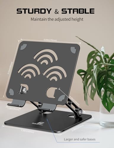 Adjustable Tablet Stand for Desk, Premium Aluminum Holder for iPads, Tablets, Kindles, Switch, Phones, and All Devices up to 14 Inches. Portable and Foldable Black, Plus Size - color: Black, size: Plus Size