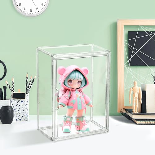 Acrylic Display Case for Collectibles 3 Tier Wall-Mounted Display Case with 2 Movable Plates Clear Display Cases for Figures with Magnetic Door Tall Display Box, 2 Pack - size: 2 Pack