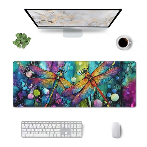 Dragonfly Mouse Pad Extended Large Gaming Mouse Pad XL Stitched Edges for Gamer Home Office 31.5 X 11.8 Inch - color: Dragonfly 11