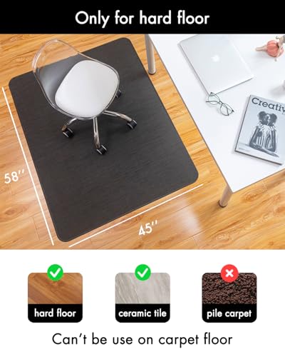 BARoyal Office Chair Mat for Hardwood Floor Under Desk Computer Rolling Chair Mat for Wood/Tile Floor Non-Slip Heavy Duty Desk Rug PVC Plastic Hard Floor Protector 45"x 58" (Espresso) - color: Espresso, size: 45" x 58"