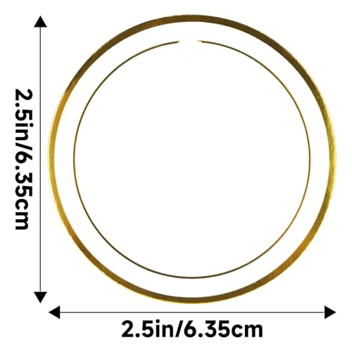 G2PLUS Gold Gift Tags with String, 100PCS Metallic Gold Foil Gift Tags, 2.5 in Large Blank White Round Paper Hanging Label Tag for Present Wrapping, Wedding, Birthday, Christmas Party Favors - style: Round Double Border