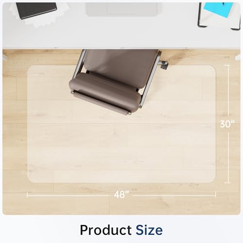 Office Chair Mat for Hardwood Floor - 30 x 48'', Transparent Computer Desk Chair Mat Easy Glide Floor Protector Mat for Rolling Chairs Office & Home - color: Clear, size: 30'' x 48'' Rectangle