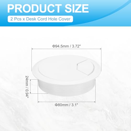 MECCANIXITY 2 Pcs Desk Grommet 3 Inch(80mm), Round Desk Cord Hole Cover Wire Cable Organizer for Home Office Computer Table Cables,White - color: White, size: 3 Inch(80mm)