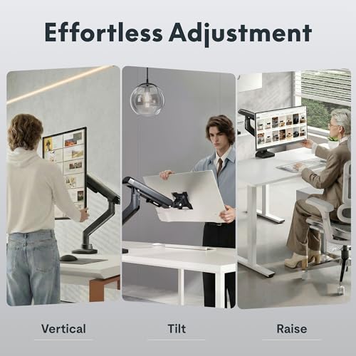 FlexiSpot Single Monitor Arm, Premium Aluminum Monitor Desk Mount Fits Screen up to 39 Inches, Fully Adjustable Monitor Stand with C-Clamp & Grommet Base, Holds 6.61 to 26.46 lbs, Black - color: Black, size: MAX 39"/26.46 lbs