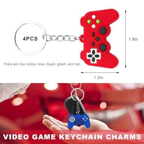 4PCS Video Game Controller Keychain, Mini Cute Gaming Handle Keyring, Game Controller Car Key Fob for Men Women - color: 4 Pcs