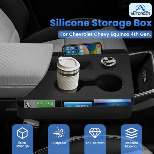 Autorder Silicone Center Console Organizer for 2025-2026 Chevy Chevrolet Equinox Accessories Anti Scratch Protective Pad Cover Storage Box Silicone Shift Panel Trim Cover(Not for Equinox EV) - color: 2025-2026 Chevy Equinox