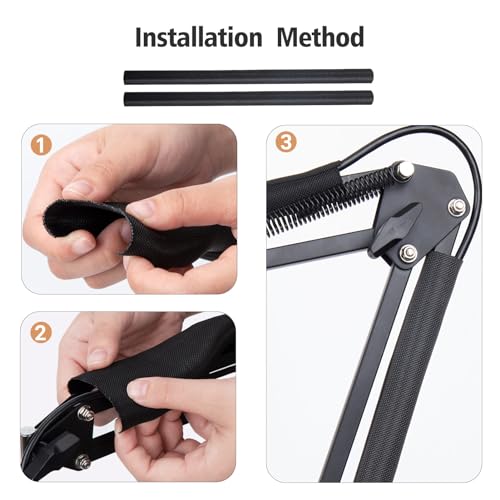SUNMON Samson Q9U Mic Boom Arm - Compatible with Samson Mic, Includes 3/8" to 5/8" Screw Adapter Clip and Cable Sleeve