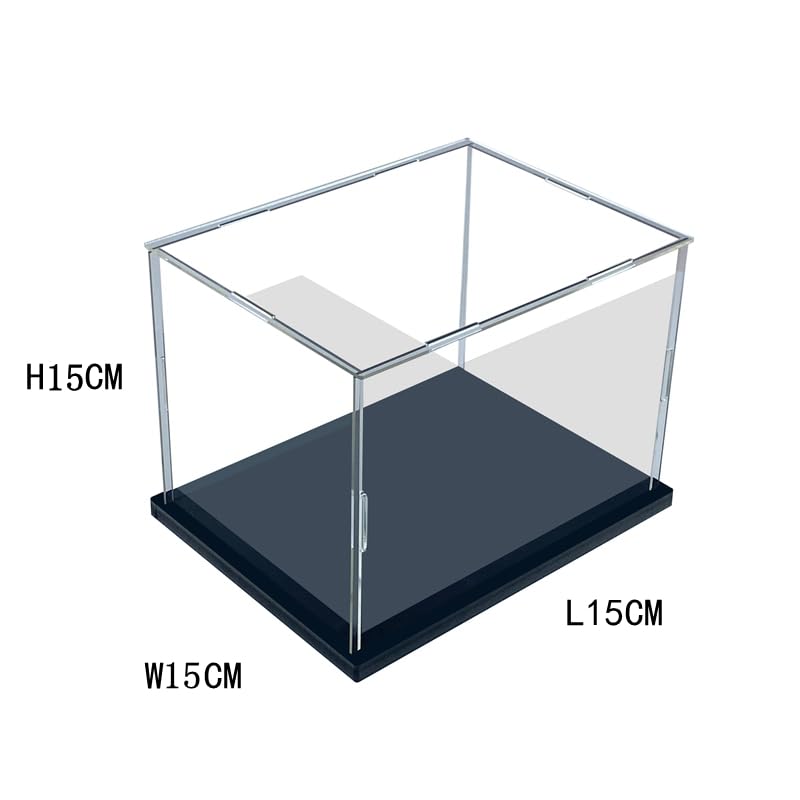 Clear Acrylic Display Case, 6x6x6 inch (15x15x15cm) | Assemble Cube Display Box, Black Base, Dustproof Protection, For Collectibles Memorabilia Figurines - size: 6 x 6 x 6 inches