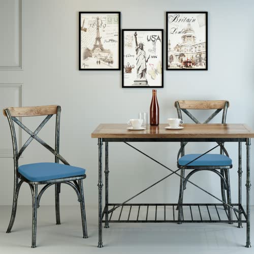BUYUE 14" Metal Chair Cushion with Magnetic 1 Piece, Luxury PU Leather Waterproof Anti-Slip Seat Pad for Kitchen Cafe Dining Bistro Stackable Chairs (U-Shape, Blue, 1) - color: Blue, style: U-shape-1 Pcs