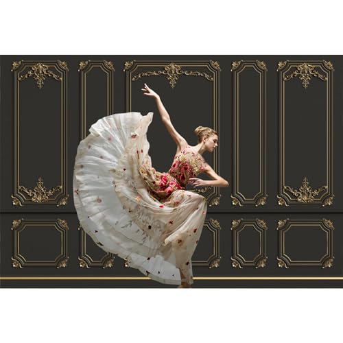 5x3ft Ancient Palace Wall Backdrops for Photography Black Gold Retro Wall Texture Old Castle Living Room Photography Background Baby Shower Graduation Wedding Birthday Photo Prop - color: black, size: 5x3ft