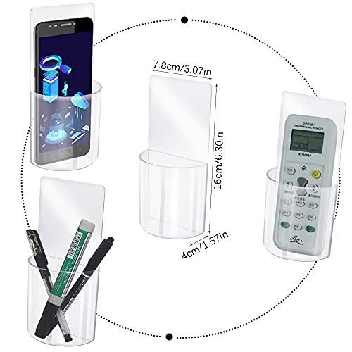 4 PCS Remote Control Holder Wall Mounted Clear Media Organizer Storage Box | Universal No Drilling Self-Adhesive Transparent Remote Holder for Bedroom, Bathroom, Living Room, Kitchen