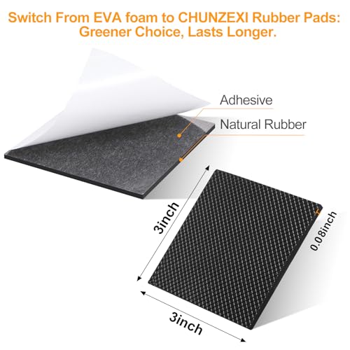 CHUNZEXI Non Slip Rubber Furniture Pads & Grippers, Self Adhesive Round Floor Protectors for Chair & Table Legs and Feet, 3 Inch, 12 Pack, Square - size: 3 inch 12 Square