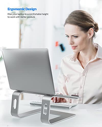 Nulaxy Laptop Stand, Ergonomic Aluminum Laptop Computer Stand, Detachable Laptop Riser Notebook Holder Stand Compatible with MacBook Air Pro, Dell XPS, HP, Lenovo More 10-15.6” Laptops - color: B-Silver