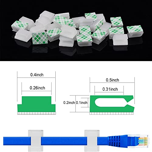 Hicarer 100 Pcs Adhesive Cable Clips Wire Clips Management Wire Cable Holder Clamps Tie Cord Holder for Car Outdoor Wall String Lights Desk Home Office(Small, White) - color: White-417, size: Small