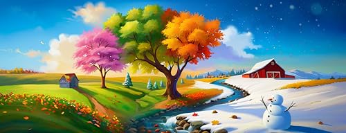 Large Gaming Mouse pad,Four Seasons Scenery Anti Slip Rubber Base Mouse pad, Suitable for Computer, Laptop, Office Desk Accessories - color: Four Seasons Scenery