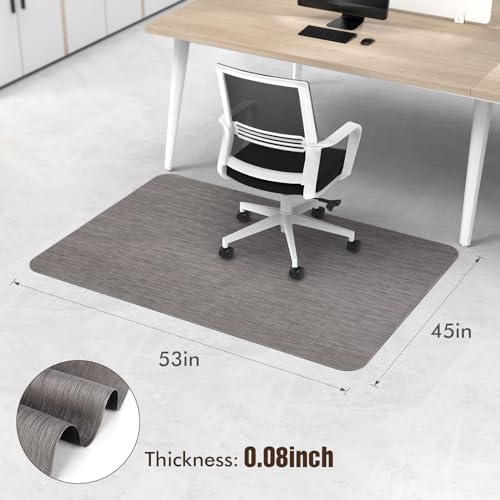 Blvornl Office Chair Mat for Hardwood Floor, 45"x 53" Desk Chair Mat for Hard Wood and Tile Floor, Large Anti-Slip Hard Floor Protector Rolling Chair Mat, PVC Mat Desk Rug for Office Home, Dark Grey - color: Dark Grey, size: 45" x 53"