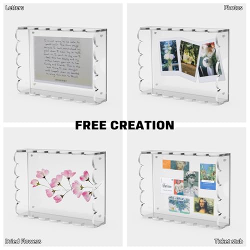 Scalloped Acrylic Tray with Magnetic Mat - 7x5 inch Photo Display Tray, Customizable Vanity Tray for Bathroom Counter, Home Office Desk Organizer, Outdoor Serving Tray, Catchall for Jewelry & Keys - size: 7" x 5" x 2"