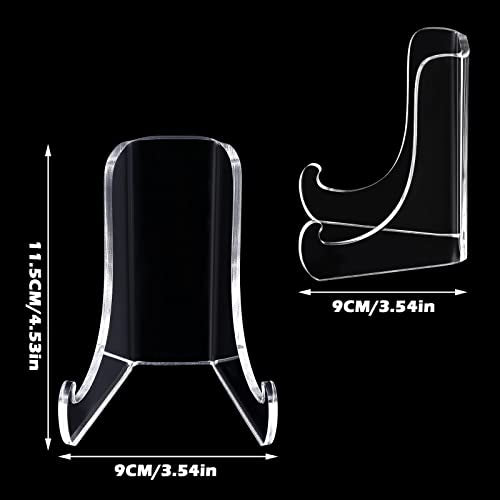 Chunful 2 Pieces Acrylic Plate Stands Clear Acrylic Easels Display Stands with Deep Support Shelves for Display Card Holder Photos Book Picture Table Top Holder Home Decors (3.5 x 3.5 x 4.5 Inch) - size: 3.5 x 3.5 x 4.5 Inch