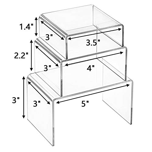 Hedume Set of 9 Clear Acrylic Display Risers for Figures, Buffets, Cupcakes and Jewelry Display Stands