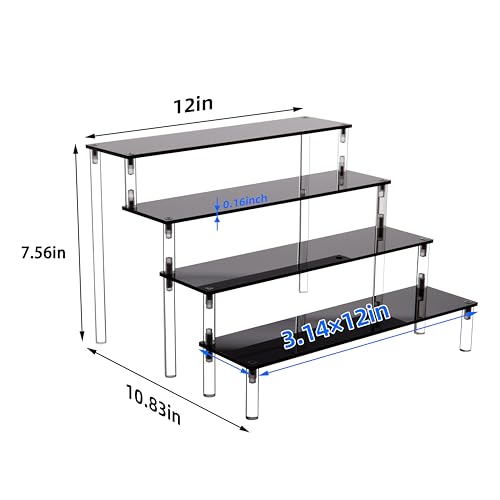 Acrylic Stands for Display,4 Tier Black Cupcakes Perfumes Figurines Display Stand Risers Shelf for Decoration and Organizer - size: 4 tier
