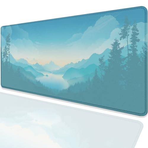 Mountains Cloud Lake Desk Pad Mouse Pad,Extended Large Gaming Mouse Mat with Stitched Edges,Non-Slip Waterproof Rubber Base Mousepad for Office Work Home Desk Mat(27.5X11.8 in) - color: Mountains and Lake