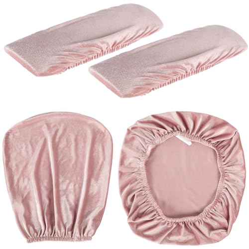 Tallew 4 Pcs Office Chair Covers Set Computer Universal Protective Stretchable Chair Seat Covers Desk Armrest Slipcovers Pads Office Cushion Backrest for Rotating(Light Pink) - color: Light Pink