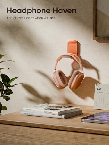 MAMUVIMO Headphone Stand, 2 Pack Headset Stand Foldable&Sticky, Headphone Holder Hook Mount with Non-Slip Silicone, Adhesive Earphone Desk Hanger Clip Space-Saving for Airpods Max All Earphones Orange - color: Orange, size: 2 Pack