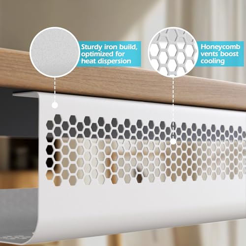 KHAMAL Cable Management Under Desk 52PCS - Cable Management Tray Kit Ventilated Hexagonal Design with Cable Clips, Wire Ties, Cord Holder & Screws for Office, Home - 4 White Sets - color: White 4 Sets