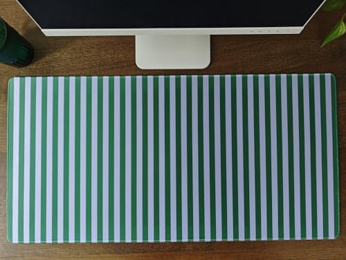 Green Teal Striped Desk Mat Cute Pastel XXL Large Gaming Mouse Pad Desk Pad Kawaii Aesthetic Home Office Decor Cozy Keyboard Laptop Computer Mat - color: A6- Green Teal