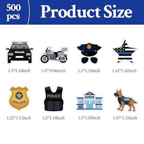 500 Pcs Police Stickers Roll Law Enforcement Themed Designs Police Badge Stickers for Cops Birthday Party Decorations Supplies Favors School Funny Reward Scrapbook Envelope Seals DIY Craft Decals - color: Police Stickers Roll