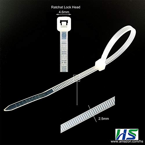 HS Narrow Zip Ties 4 Inch (600 Pack) Cable Ties in Black and White 18 Lbs Self-Locking Wire Ties Assortment for Electronics Cord Management - color: Black White 4"600