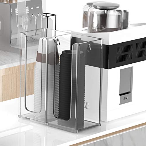 Richboom Acrylic Coffee Cup and Lid Storage Organizer Holder, 2 Compartments, Clear - color: Clear