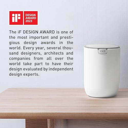 EKO Mini Desk Trash Can with Swing-Top Lid 0.4 Gallon Small Table Round Wastebasket for Office, Home, Car (White) - color: White, size: 1.5 Liters