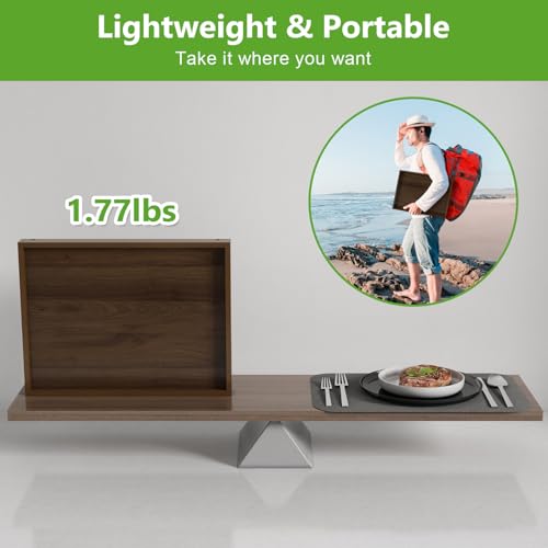 Artmalle Bed Tray Table Folding Legs with Handles Groove Breakfast Food Tray for Sofa, Bed, Eating, Drawing, Platters Serving Lap Desk Snack Tray (Brown Medium) - size: Medium (11.8" x 15.7" x 1.6") x 1 Pack