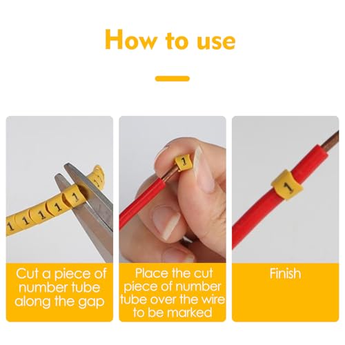 10Pcs Cable Identification Wire, 0-9 Number Tube Flexible PVC Concave Cable Wire Markers Label Tag Coded Clip on Oil Proof Clear Markings Cord Cables Marker 4m² - size: 4m²