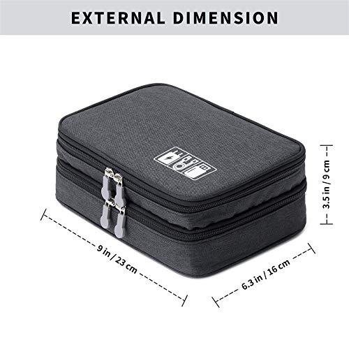 Lanola Travel Cable Organizer Bag, Electronic Accessories Case Portable Double Layer Cable Storage Bag for Cord,phone,Charger, Flash Drive, Phone, SD Card,Personal Items - (Black) - color: Black
