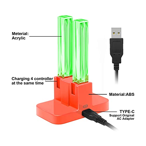 FastSnail Charging Dock Compatible with Nintendo Switch for Joy Con & OLED Model Controller with Lamppost LED Indication, Charger Stand Station Compatible with Joy Cons with Charging Cable (Red) - color: Red, size: 6.2/7.0 inch