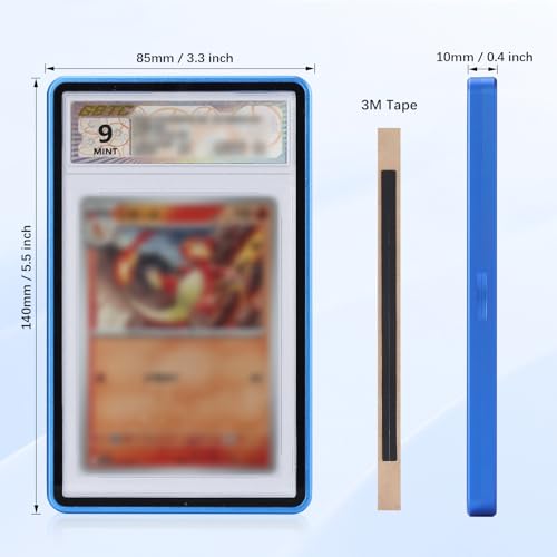Magnetic Graded Card Case, Premium Aluminum Alloy Protector with 9-Point Lock, Personalized Slab Bumper for 35PT PSA/CSG, Drop-Tested & UV Resistant, Ideal for Display & Long-Term Storage (Blue) - color: Blue, style: PSA Card Case