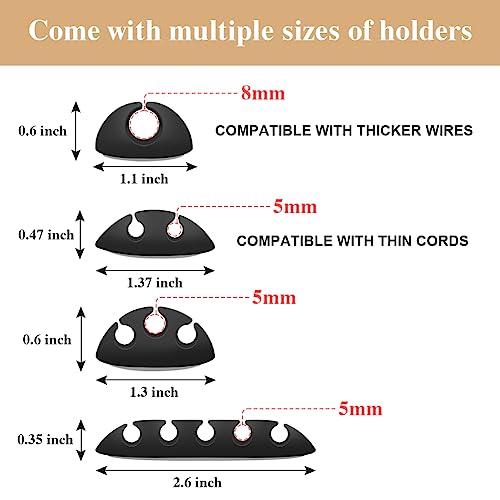 Shintop Cable Clips, 16 Pack Black Cord Organizer Adhesive Cord Management Wire Holder for Organizing Phones Chargers Desk Nightstand Car - color: Black, size: Multi-size