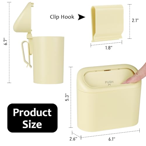 Accmor Car Trash Can, Portable Vehicle Trash Bin with Lid, Car Dustbin Garbage Organizer Holder with One Roll Trash Bag, Leakproof Hanging Mini Cars Storage Bag Container for Auto, SUV, Office (Beige) - color: Beige