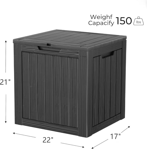 Outdoor Storage Box Waterproof, 35 Gallon Lockable Resin Deck Box Small, Patio Storage Bin for Pool Accessories Cushion Furniture, Garden Tools, UV-Resistant Outside Delivery Black - color: Black, size: 35 Gallon